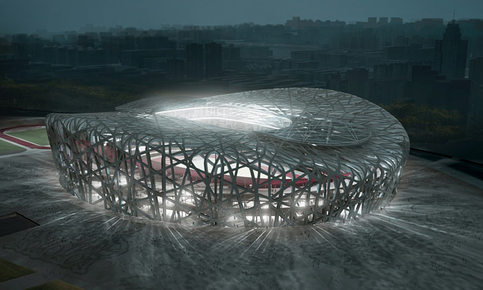 Peking dokončuje stadion zvaný Ptačí hnízdo