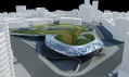 Urbanistické řešení celého prostoru náměstí na vizualizaci s okolní zástavbou