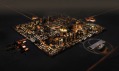 Noční vizualizace města pro 150 tisíc obyvatel