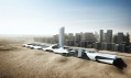 Vizualizace projektu s viditelným umístěním na okraji města na počátku pouště