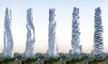 Rozfázovaný pohyb dynamického dubajského mrakodrapu ve dne