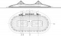 Řezy plánovanou budovou Národního bruslařského stadionu