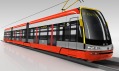 Jedna z barevných variant tramvaje Škoda ForCity na v dubnu představené vizualizaci