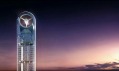 Nově plánovaný mrakodrap Anara Tower na vizualizaci při západu slunce