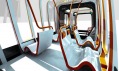Interiér vozu Tramspiral navrženého pro francouzský Alstom