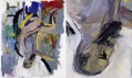 Georg Baselitz v Galerii Rudolfinum: Mužský akt – sedící (celek a detail)