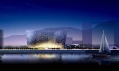 Vizualizace právě stavěné budovy opery ve městě Zhoushan
