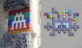 Invader a jeho výtvory v ulicích Paříže inspirované hrou Space Invaders