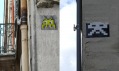 Invader a jeho výtvory v ulicích Paříže inspirované hrou Space Invaders