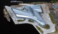 Zaha Hadid a letecké snímky jejího dopravního Riverside Museum
