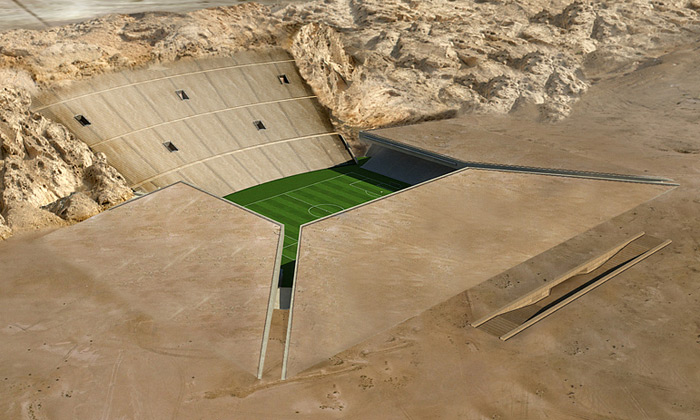 Emiráty chtějí fotbalový stadion zapuštěný ve skále