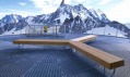 Mmcité a lavička na vyhlídce na Mont Blanc ve výšce 3462 metrů