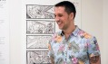 Kurt van der Basch a ukázka z výstavy Nespatřený komiks