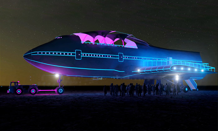 Vysloužilý Boeing 747 byl přestavěn na klub v poušti