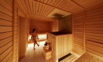 ℃ Ebisu sauna s kapslovým hotelem v Tokiu