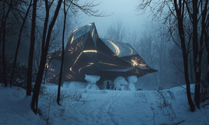 Snøhetta navrhla do norského lesa dům připomínající právě spadlý meteorit