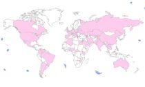 Mapa 61 zúčastněných zemí