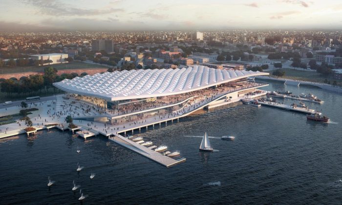 3XN postaví na nábřeží v Sydney nový rybí trh s moderní zvlněnou střechou