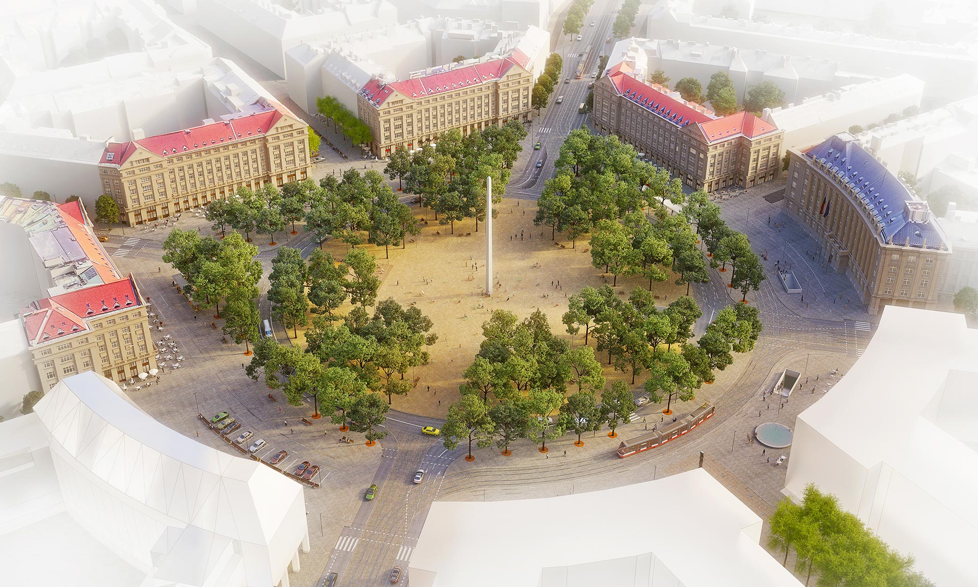 Vítězné náměstí v Praze se výrazně promění a zklidní podle návrhu Pavel Hnilička Architekti