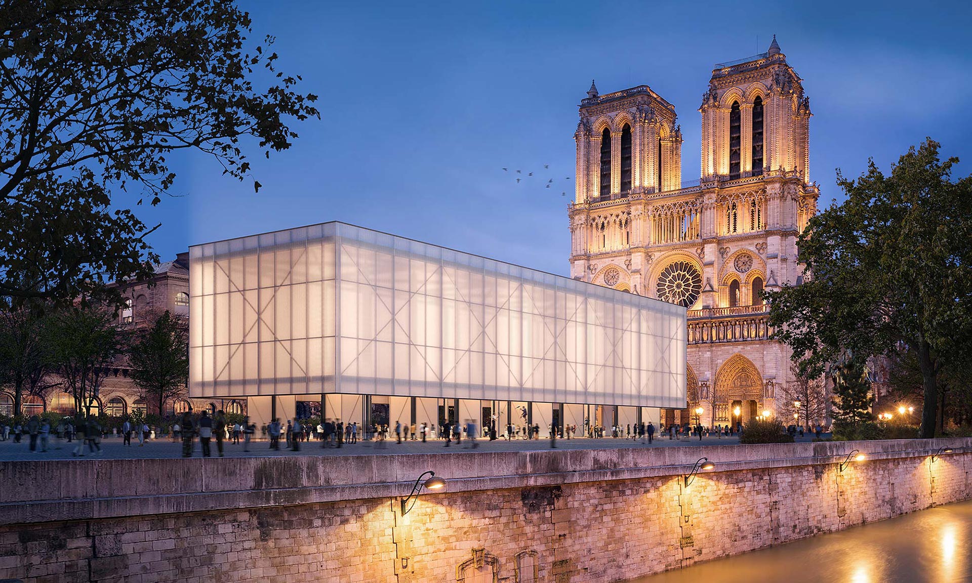 Gensler postaví před Notre-Dame dočasný pavilon pro bohoslužby i tržiště