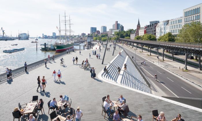 Hamburk dokončil promenádu podél Labe dle návrhu Zahy Hadid