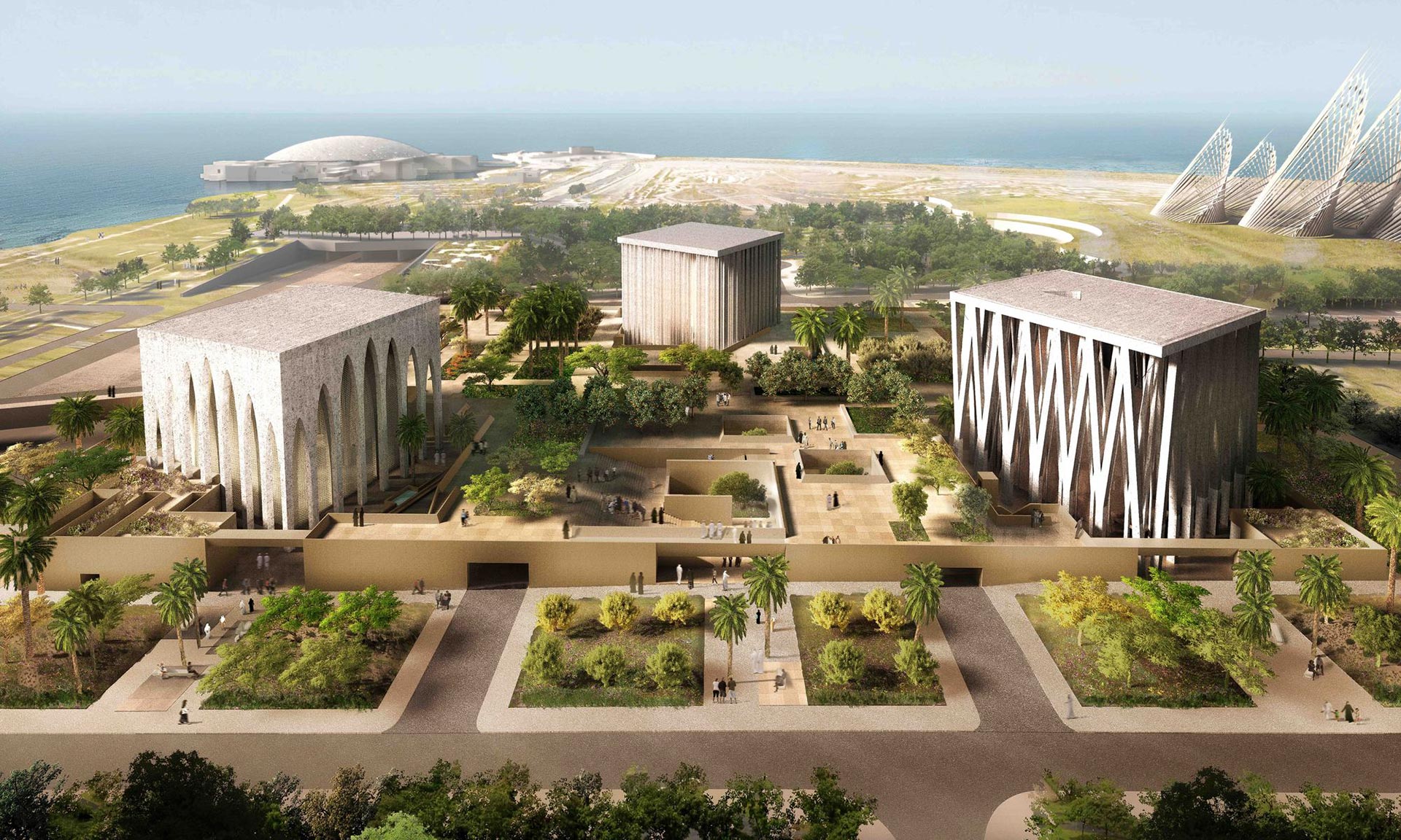 Adjaye postaví na ostrově v Abu Dhabi vedle sebe kostel, synagogu a mešitu