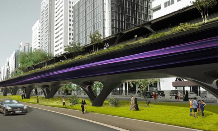 MAD navrhli tunely pro Hyperloop se solárními panely a zahradami ve městech