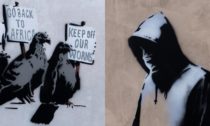 Illustration clippings of works by graffiti artist Banksy