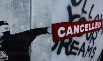 Ilustrační výstřižky děl graffiti umělce Banksyho