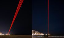 Laserová projekce Barrier v belgickém Ostende od SpY
