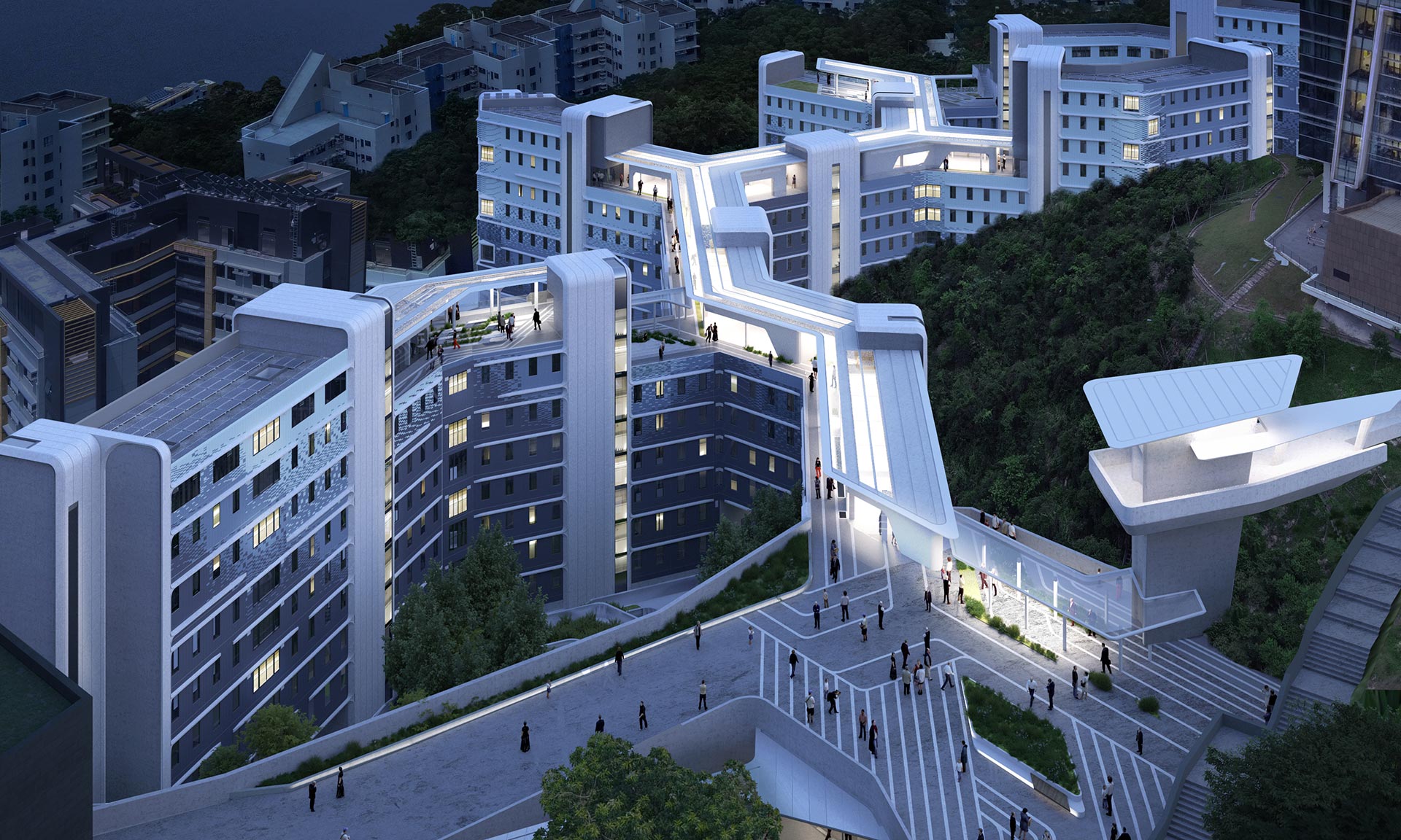 Zaha Hadid Architects postaví futuristické koleje pro Hongkongskou univerzitu