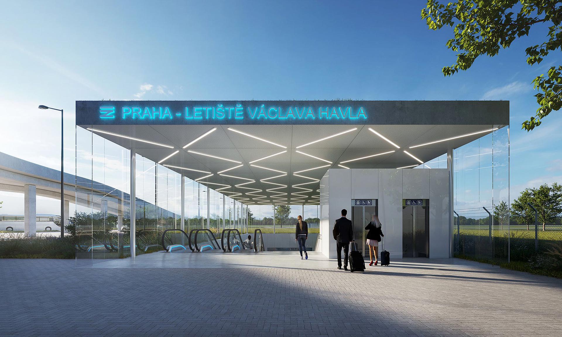 Plánovaná železniční stanice Letiště Václava Havla dostala svou podobu