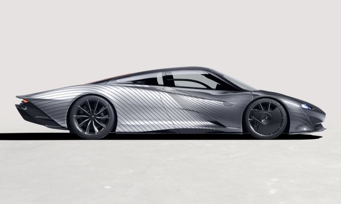 McLaren Speedtail Albert je unikátně lakovaný sporťák ukazující aerodynamické proudění