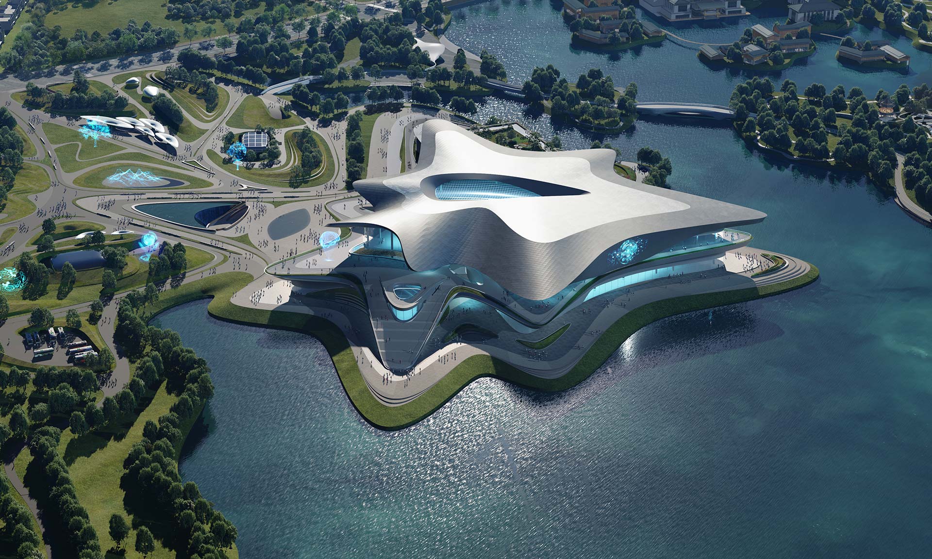 Zaha Hadid Architects staví futuristické Muzeum science fiction připomínající hvězdný oblak
