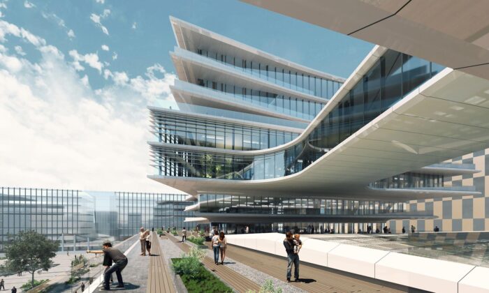 Zaha Hadid Architects postaví ve Vilniusu dvě rozfoukané budovy spojené nebeským mostem