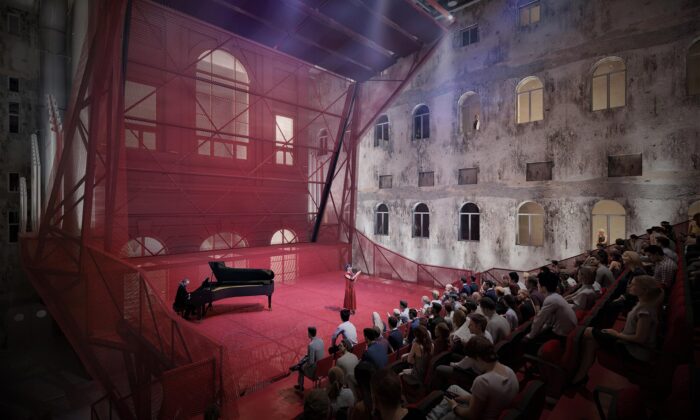 Císařské lázně v Karlových Varech obohatí multifunkční sál v podobě vestavěné červené konstrukce