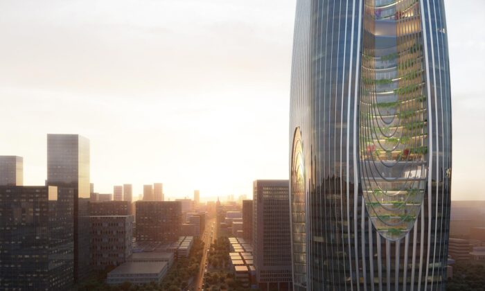 Zaha Hadid Architects postaví 210 metrů vysokou zakřivenou věž Daxia Tower se čtyřmi obřími okny
