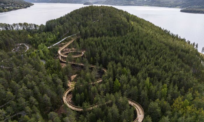 Na jihu Norska byla otevřena kilometr dlouhá stezka v korunách stromů s vyhlídkou na fjordy