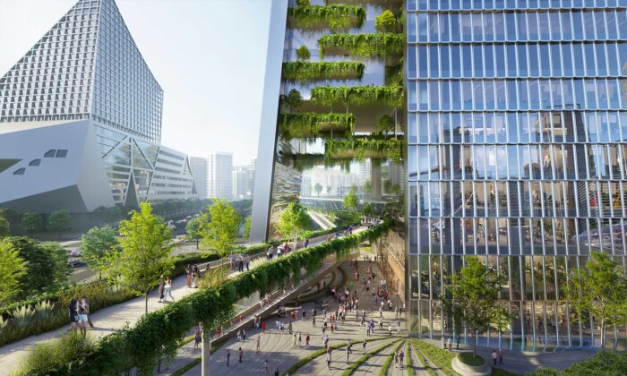BIG postaví dvojici prizmatických mrakodrapů propojených promenádou plnou zeleně