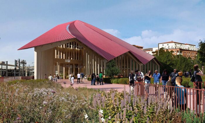 BIG navrhli dopravní uzel ve francouzském Toulouse s dřevěnou konstrukcí a růžovou střechou