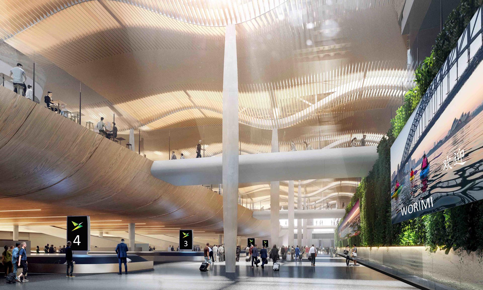 Zaha Hadid Architects staví na okraji Sydney zcela nové rozvlněné mezinárodní letiště