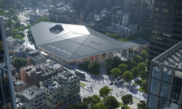 Začala výstavba futuristické stanice Taoyuan s tvarem letadla poskládaného z origami