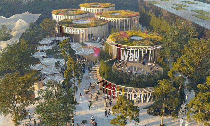 Německý pavilon na Expo bude tvořen sedmi kruhovými stavbami se zelenými střechami