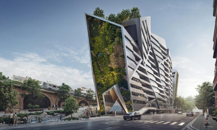 Daniel Libeskind postaví na předměstí Paříže bytový dům s extrémně špičatým tvarem porostlý zelení