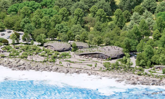 MVRDV navrhli návštěvnický komplex Nature Rocks ve tvaru kamenů čekajících na pohlcení zelení