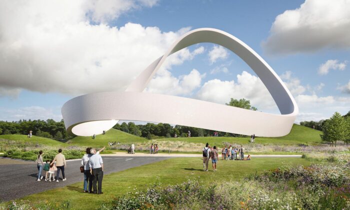 Kousek od Birminghamu vznikne monument z bílých cihel připomínající zvlněnou stuhu