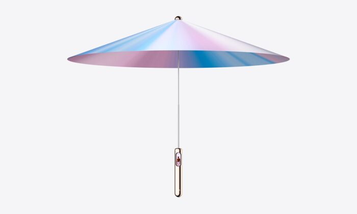 Ori má být futuristický skládací deštník bez podpěrné konstrukce s displejem v rukojeti