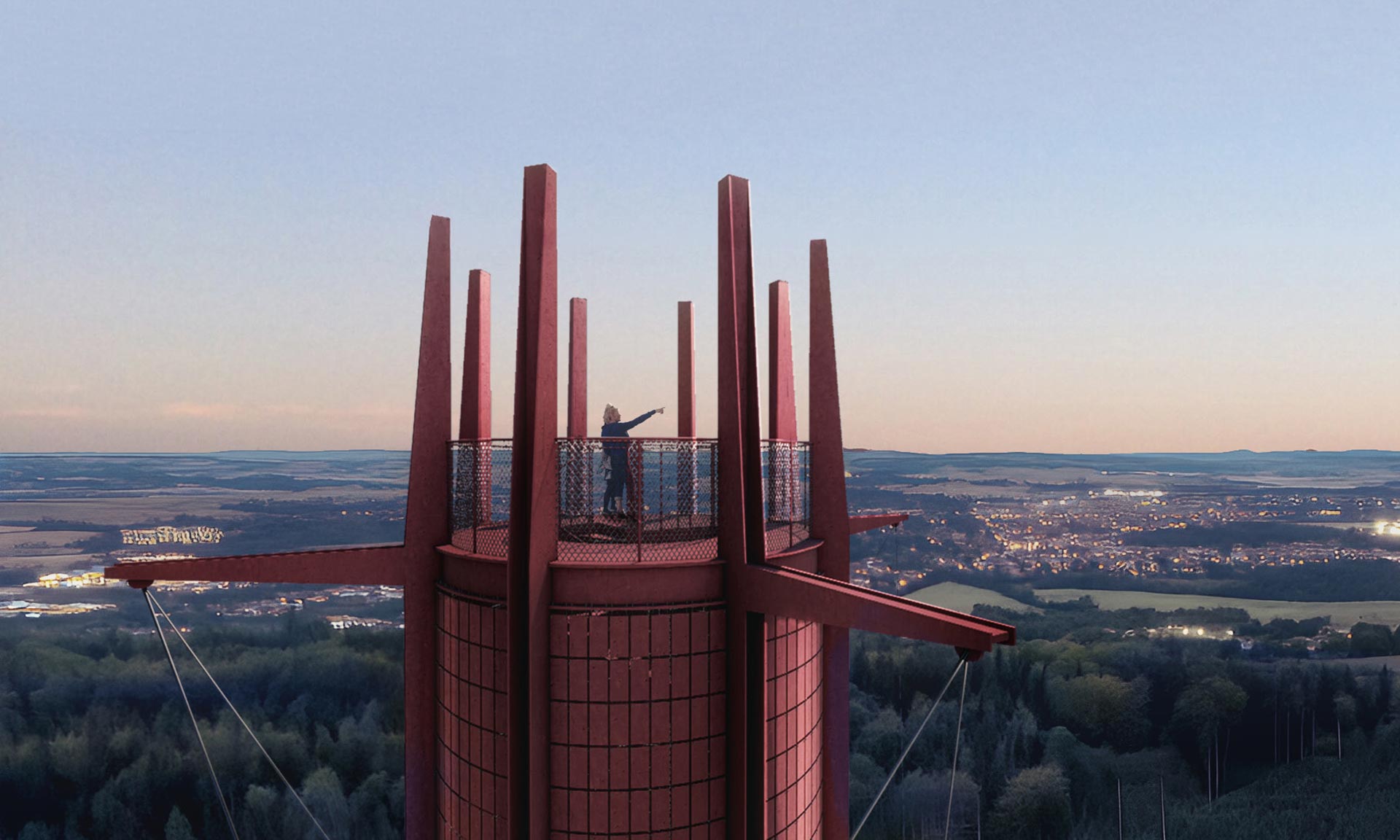 Jihlava postaví na&nbsp;vrchu Rudný tmavě červenou 39 metrů vysokou rozhlednu Honzík
