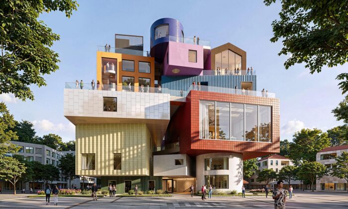 MVRDV navrhlo multifunkční Bihailou Art Village poskládané z&nbsp;barevných bloků různých tvarů