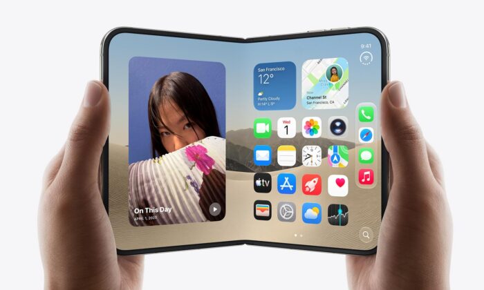 Apple představil svůj první skládací iPhone Duo s&nbsp;ukrytou kamerou pod displejem